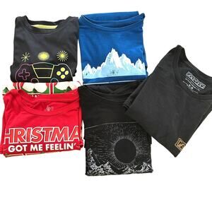 Mens S M Graphic Tee Bundle Pac Man Elf Gamer Casual Teen Streetwear Shirts
